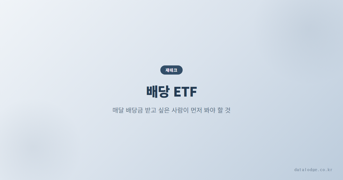 배당 ETF 추천